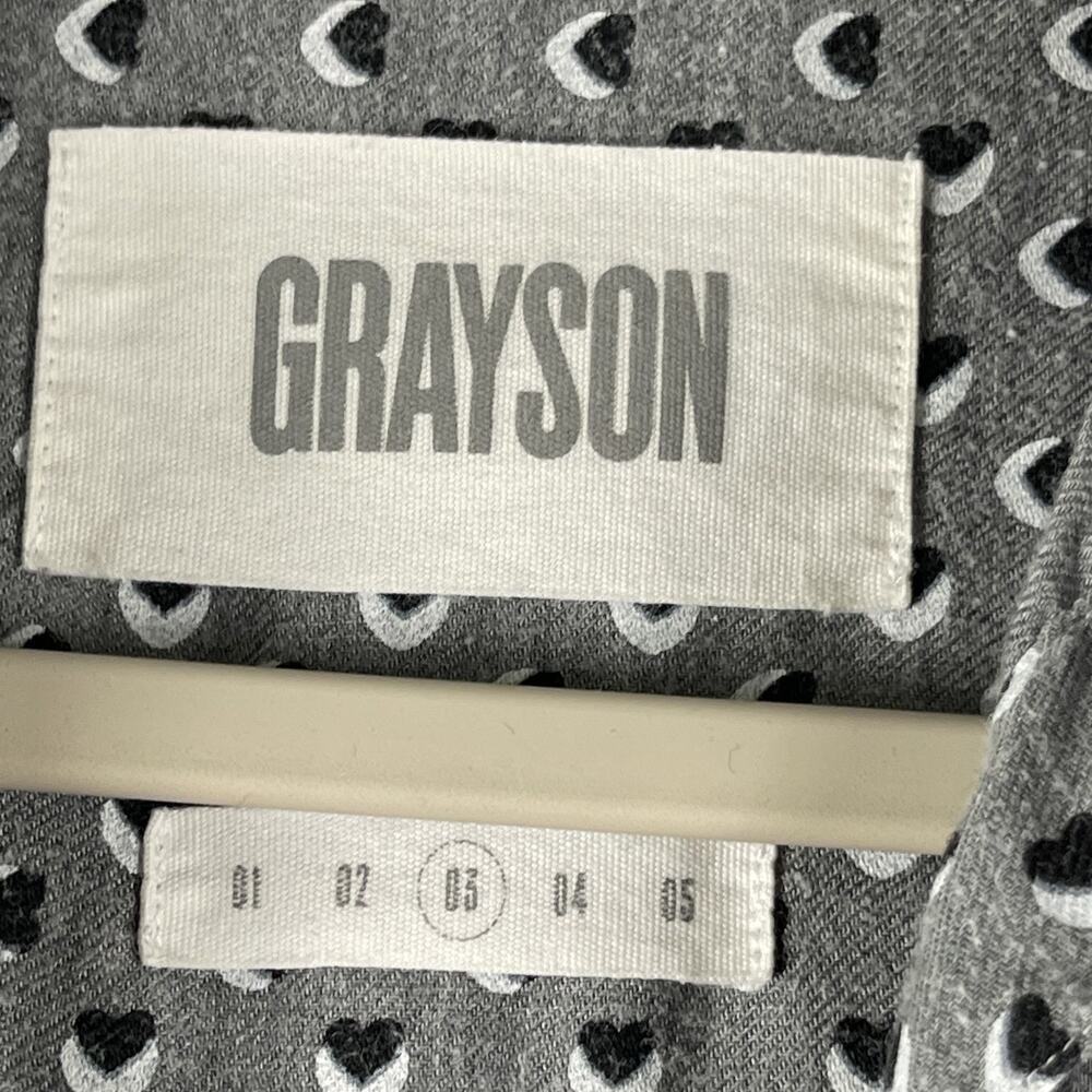 Grayson The Hero Top Womens 3 Medium Gray Heart Print Lyocell Button Up Soft - Picture 4 of 15